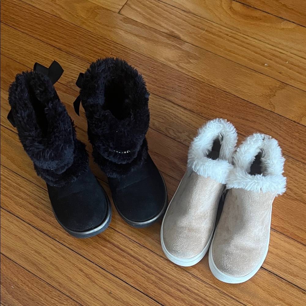 Cozy Black and Tan Kids Boots Bundle, size 10